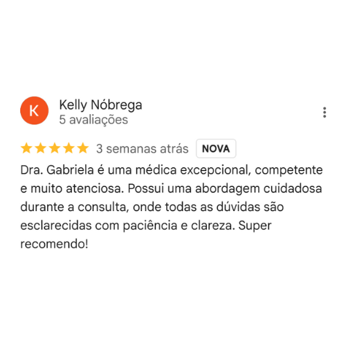 Avaliação de cliente da Dra. Ana Gabriela Melo