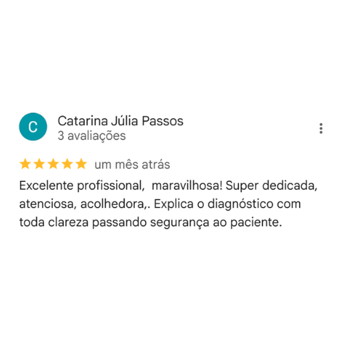 Avaliação de cliente da Dra. Ana Gabriela Melo